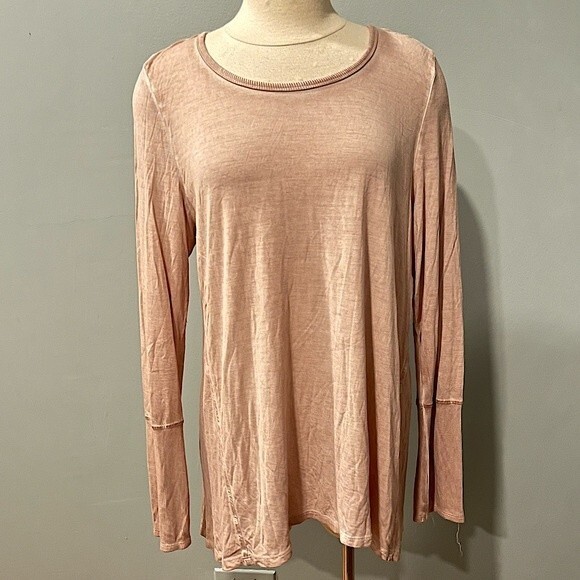 Crosby Washed Pink Scoop Neck Long Sleeve Top Size XL - Picture 1 of 10